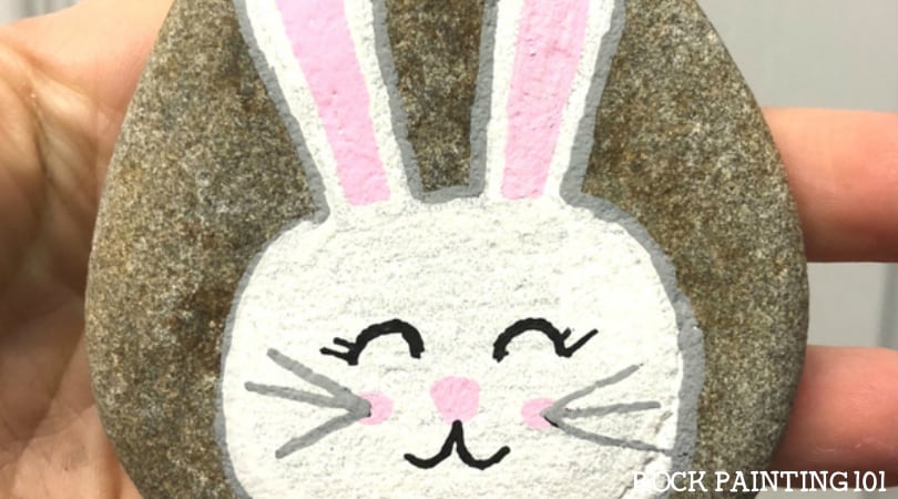 Adorable bunny rock painting tutorial for beginners