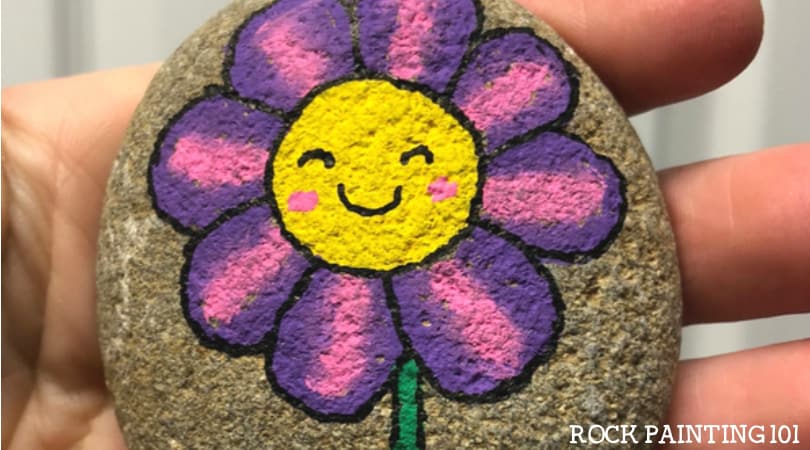 Happy Flower Rocks ~ An easy flower painting idea