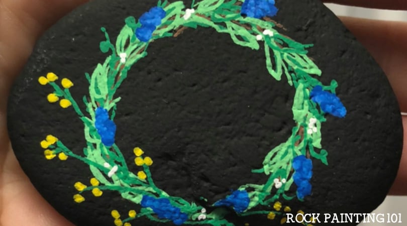 Spring Wreath Painted Rock ~ Spring stone painting that inspires!