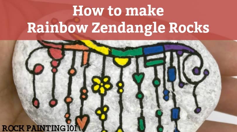 How to make fun rainbow zendangles on your rocks