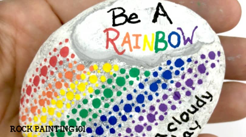 How to make a beautiful dotted rainbow kindness rock