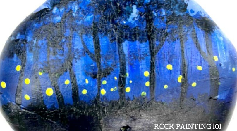 How to make beautiful fireflies on your night painted rock.