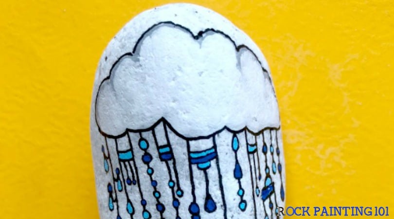 How to make a fun raincloud zendangle painted rock