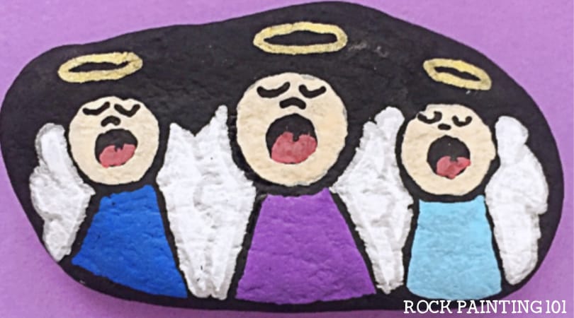 How to paint a singing angel to make a fun painted rock