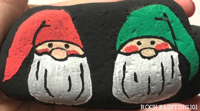 How to make adorable Christmas gnome painted rocks