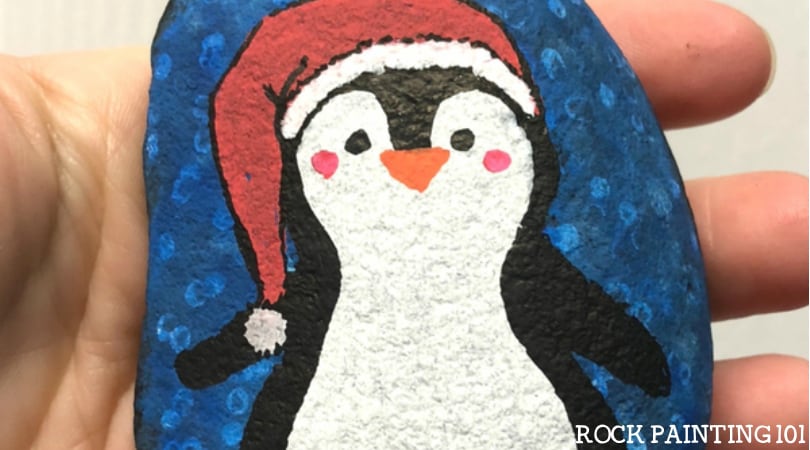 How to draw a penguin to make a fun winter rock