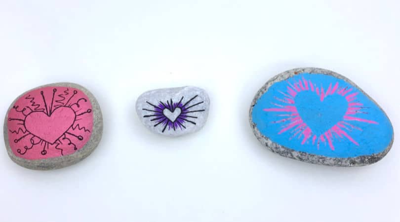 How to make radial heart painted rocks