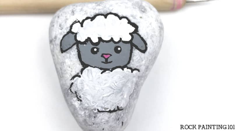 Little Lamb Painted Rock