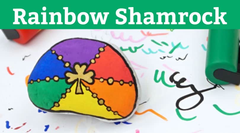 Rainbow Shamrock painted rocks