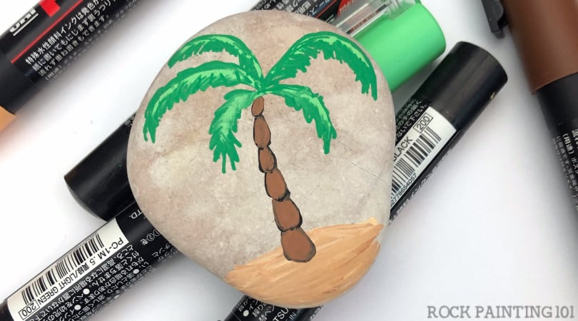 How to paint a palm tree onto a rock