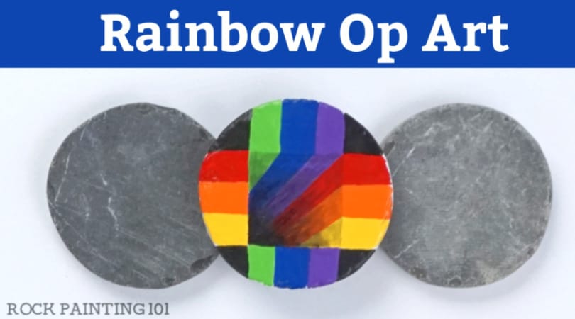 How to make rainbow op art on a rock