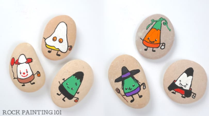 Fun Halloween Candy Corn Rocks