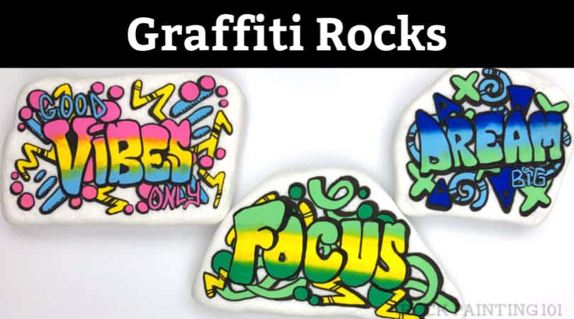 Graffiti inspired rock painting tutorial